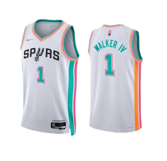 Men' San Antonio Spurs #1 Lonnie Walker IV 2021/22 White City Edition Stitched Jersey